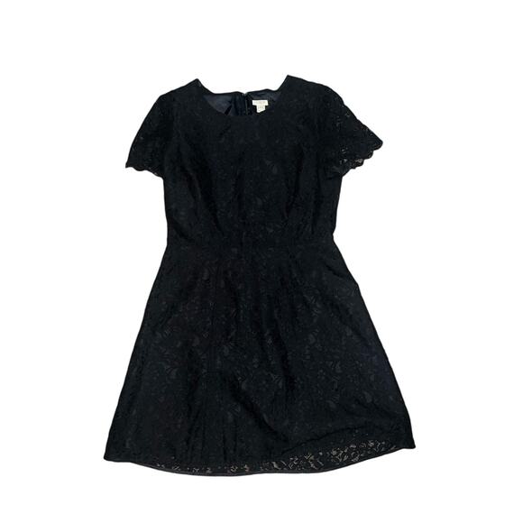UEC J. CREW BLACK FLORAL LACE FIT & FLARE DRESS SZ 10 - Picture 4 of 11